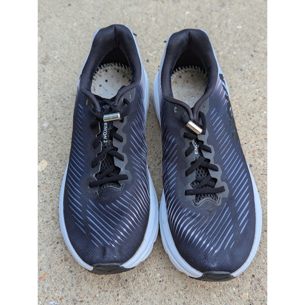 Hoka One One Rincon 3 Mens Running Shoes Black White Size 8.5 B Magnetic Laces